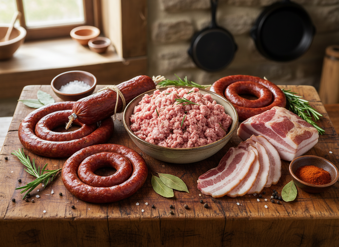 Ground pork, smoked bacon, and value cuts from Foxtail Farm