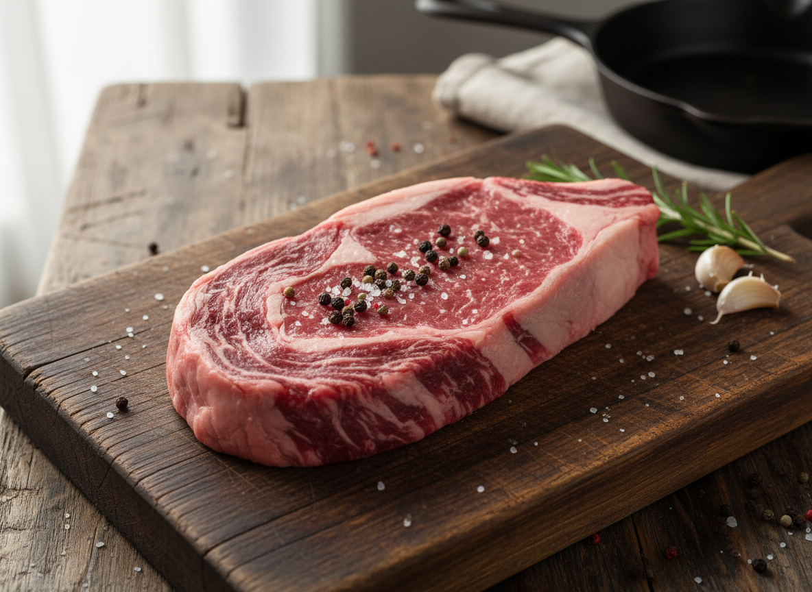 Ribeye steak from Foxtail Farm grass-fed Dexter beef